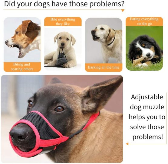 Andiker Dog Mouth Cover Mesh Dog Muzzle with Adjustable Loop and Soft Pad Dog Training Muzzle Prevent for Barking, Biting and Chewing Dog Mouth Guard (black, S) - Image 4