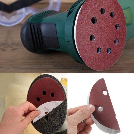 Maveek 50 Pieces 8 Holes Sanding Discs 240 Grit 5 inch Hook and Loop Sandpaper Assortment for Random Orbital Sander - Image 2