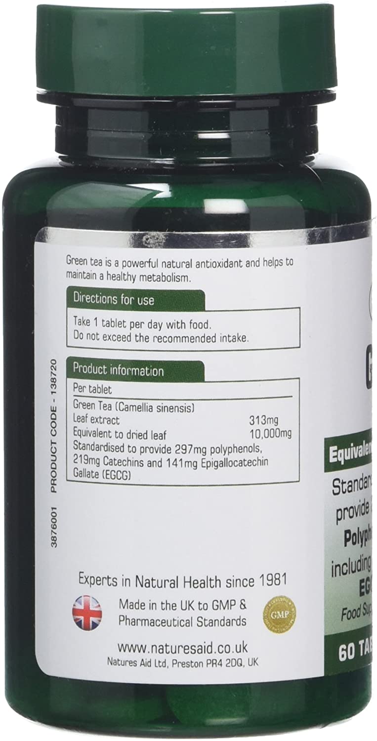 Natures Aid Green Tea 10,000mg, High Strength Natural Supplement, Supports Energy, Metabolism & Weight Management - Image 3