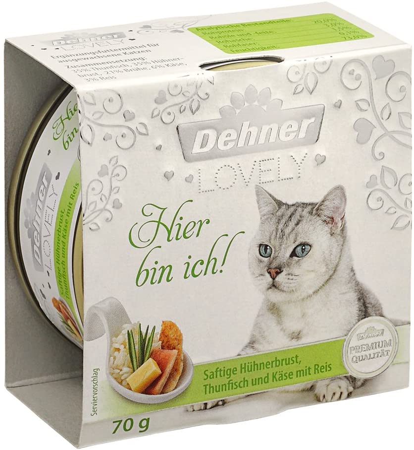 Dehner Premium Lovely Dietary Supplement, Chicken and Tuna Cat Food Adult With Cheese, 24 x 70 g (1680 g) - Image 3