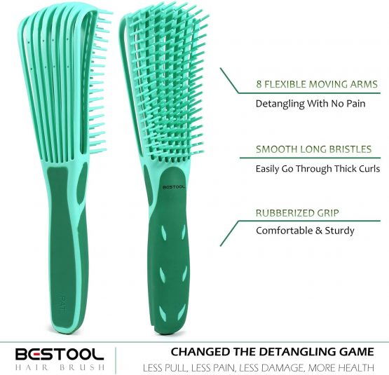 BESTOOL Detangling Brush for Black Natural Hair, Detangler Brush for Natural Black Hair Curly Hair Afro 3/4abc Texture, Faster and Easier Detangle Wet or Dry Hair with No Pain (Green) - Image 2