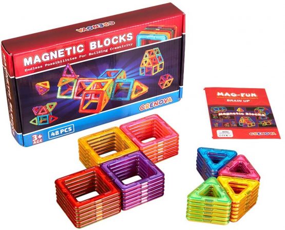 Crenova Magnetic Blocks, 98PCS Rainbow Building Blocks Basic Construction Set Educational Magnetic Tiles STEM Toy for Boys Girls Age 3 4 5 6 7 8 Year Old - Image 2