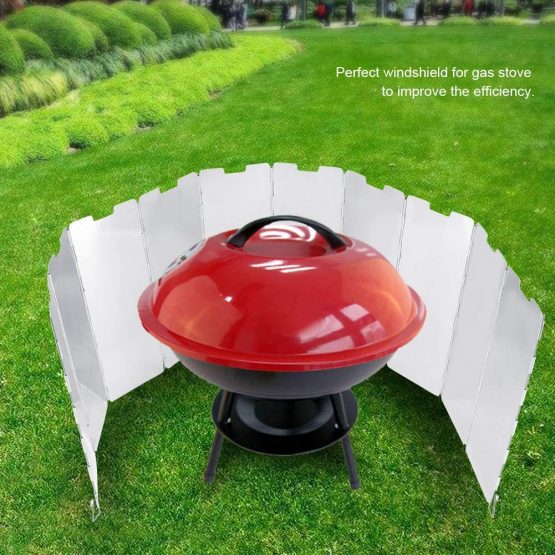 Zerodis 10pcs Foldable Burner Windshield Aluminum Alloy Folding Camp Stove Wind Screen for Outdoor Camping Picnic BBQ Cooking - Image 2