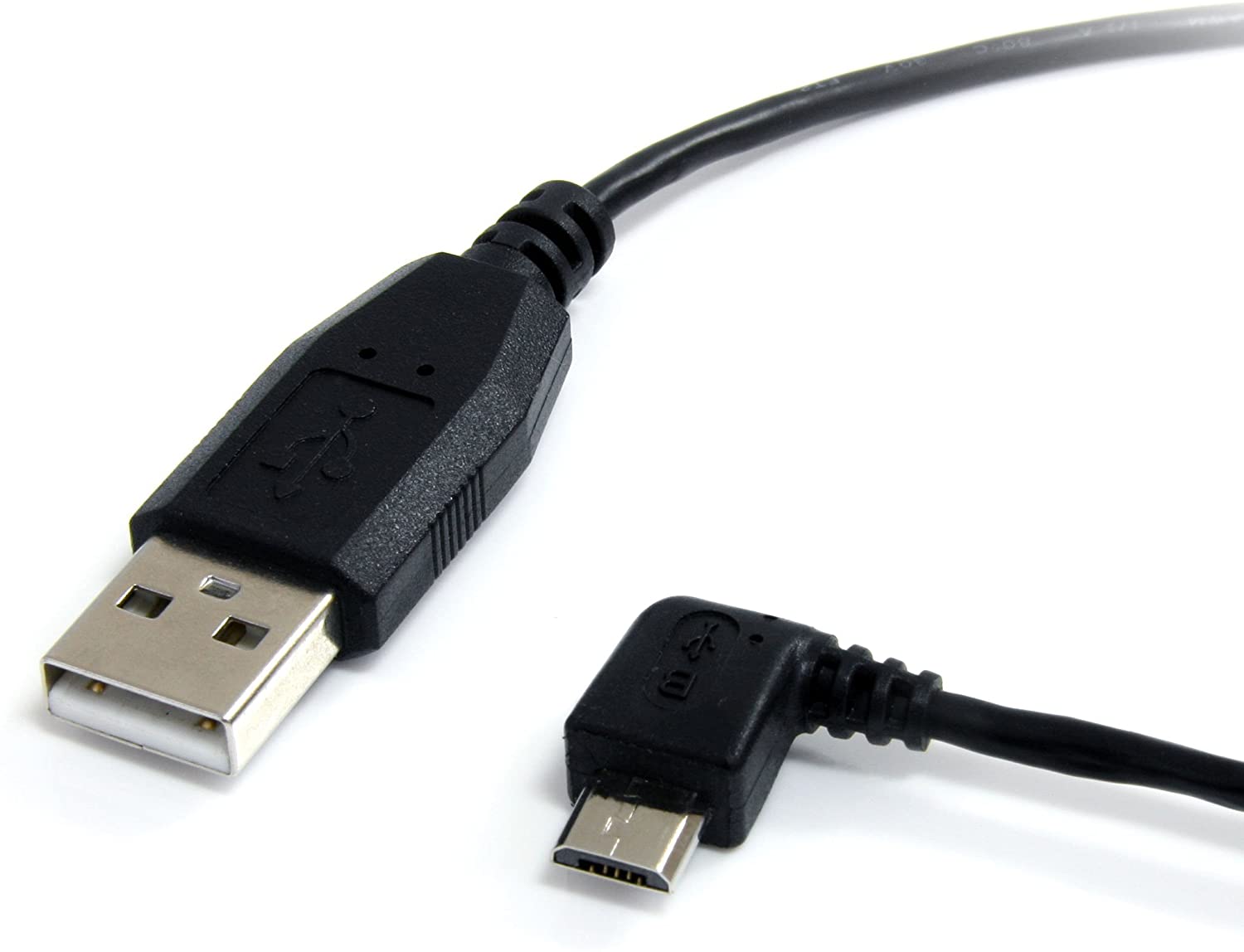 StarTech.com UUSBHAUB1LA 1 ft (0.3 m) USB to Micro USB Cable, USB 2.0 A to Left Angle Micro B, Black, Micro USB Cable