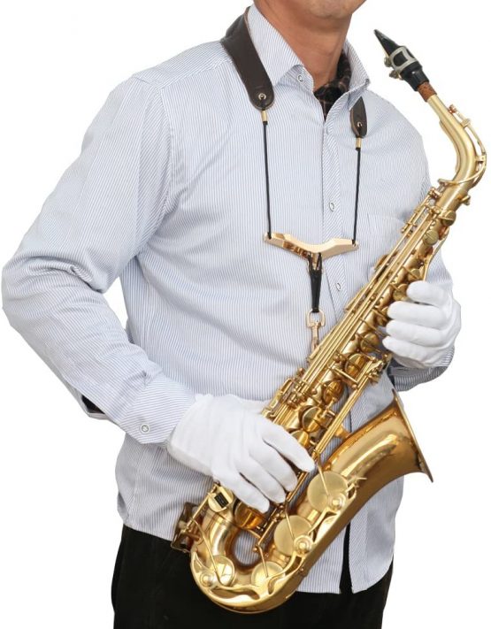 UCTOP STORE High Quality Adjustable Tenor Leather Alto Saxophone Strap with Golden Metal Hook Cattlehide Sax Aiguillette Strap Comfortable and Durable - Image 4