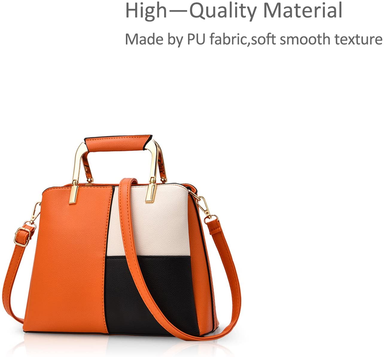 NICOLE&DORIS Women Handbags Top Handle Bag with Long Strap Crossbody Messenger Bag Tote Satchel for Ladies PU Leather Orange - Image 3