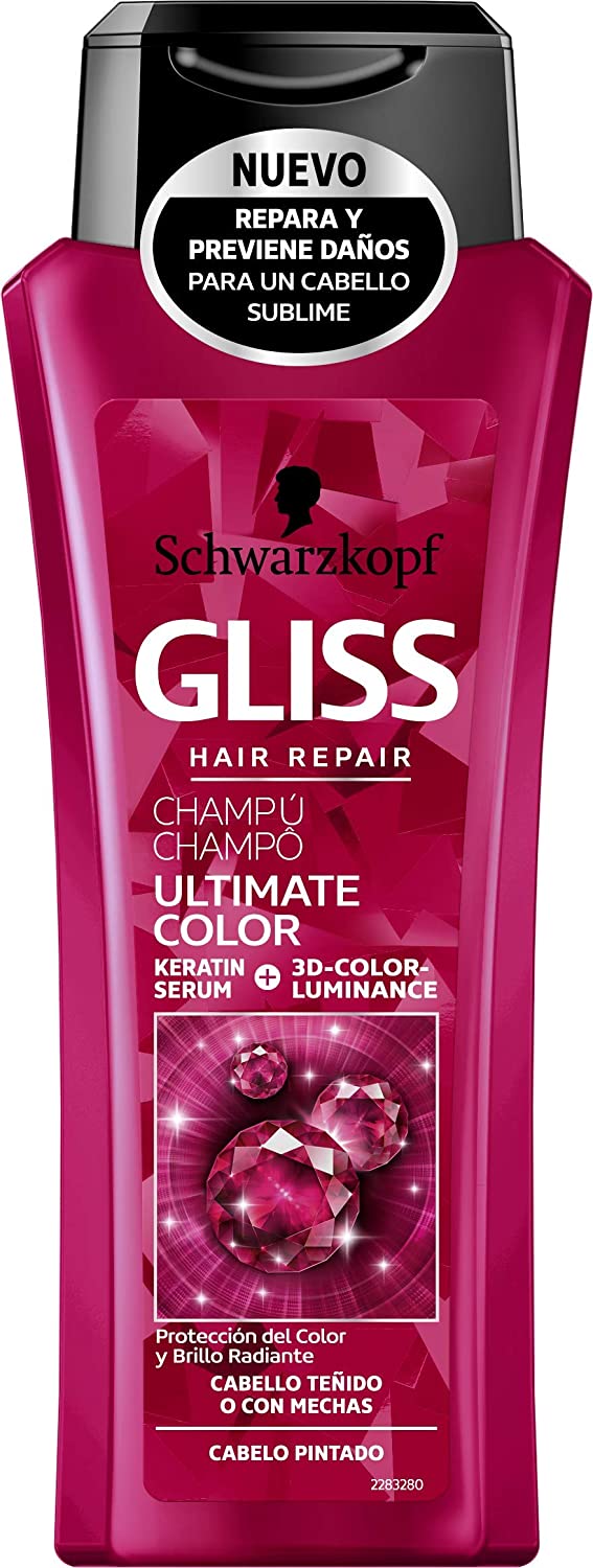 Schwarzkopf Gliss - Ultimate Colour Shampoo - For Color-Treated Hair or with Wicks - 250 ml, White, 250 ml (Pack of 1)