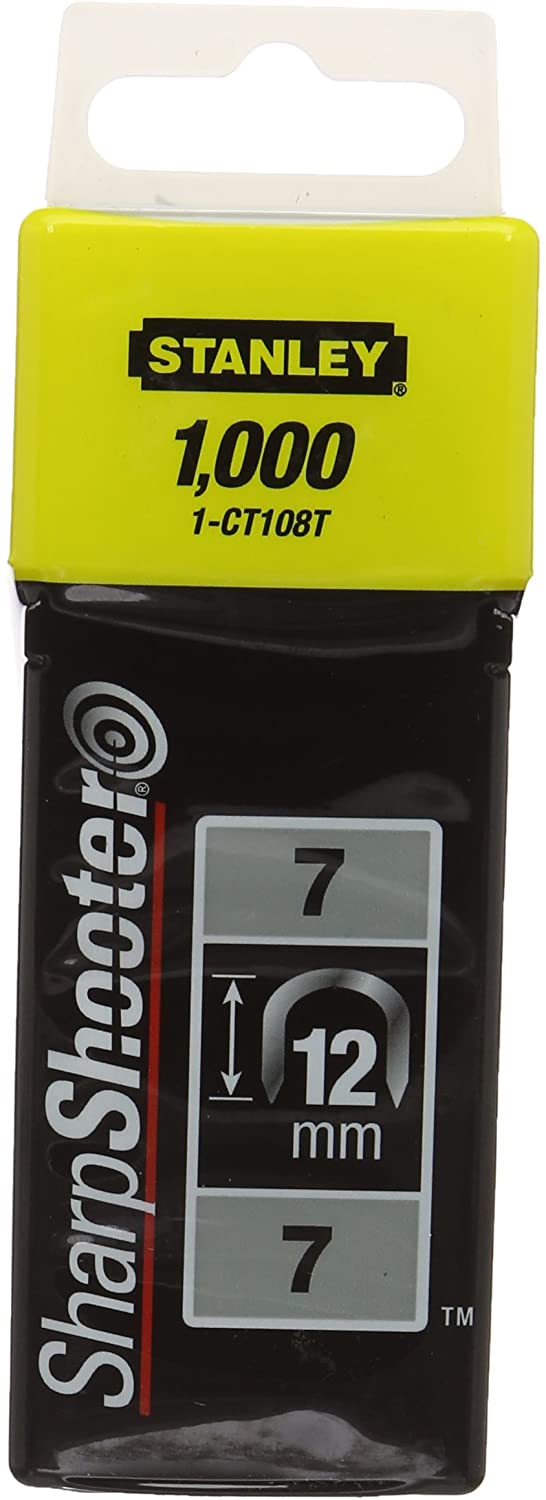 Stanley 1-CT108T 12mm Type-7 Cable Staples (1000 Pieces),Silver, 12 mm
