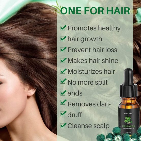 Castor Oil, Hair Growth Oil Pure Cold Pressed Castor Oil for Eyelashes Eyebrows Lash Nail, Hair Growth Serum Eyebrow Growth Serum Lash Oil with Eyelash Brush Skin Care Ricin Oil (1 PCS) - Image 3