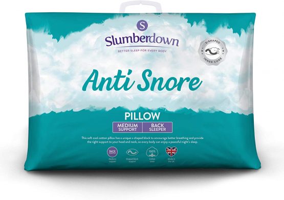 Slumberdown Anti Snore White Pillow Medium Support Bed Pillows Designed for Back and Side Sleepers