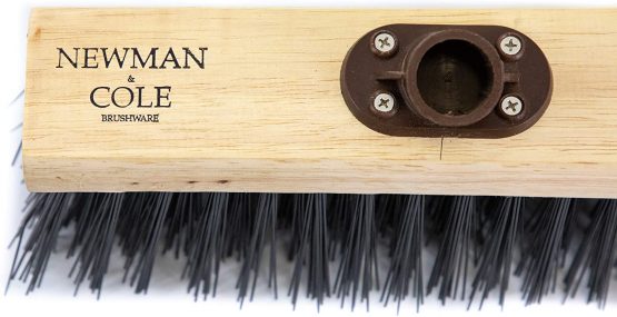 Newman and Cole 13" Wooden Broom Head with Stiff PVC Synthetic Poly Hard Bristle - Replacement Wooden Broom Head for Outdoor Garden Yard Brush Sweeping Wood Brush Head Fitted Fixing Bracket Connector - Image 3