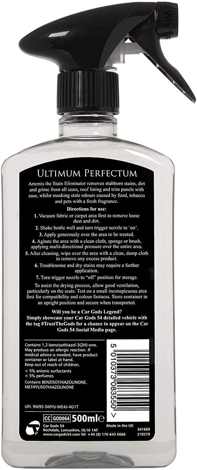 Car Gods Stain and Odour Remover For Fabric Seats Roof Lining Upholstery Carpets and Suede Interior Trim Panels 500ml - Image 2