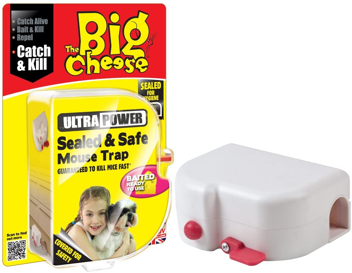 The Big Cheese Sealed and Safe Mouse Trap - Mouse Killer, Mouse Traps for Indoors, White