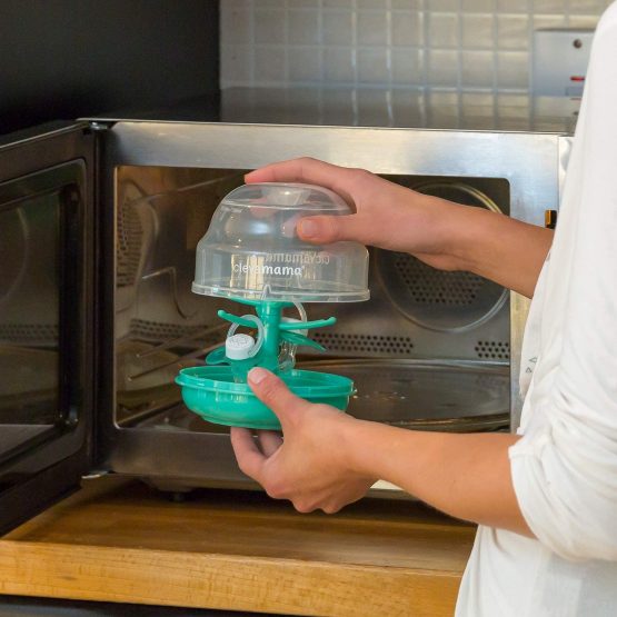 ClevaMama Soother Tree® Sterilizer for Microwave (up to 6 Dummies), Ultra - Fast, with Portable Storage Case and 2 Baby Soothers Included – Turquoise - 14.6 x 11.9 x 12 cm - Image 4