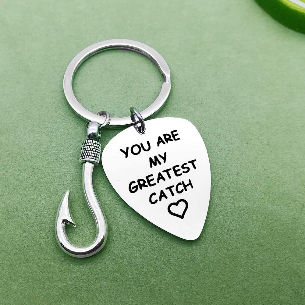 Dabihu Couple Valentine Key Ring Fisherman Keychain Lover Best Friend His and Hers Couples Key Chain Ring Fishing Lovers Gift Love Keyrings You are My Greatest Catch Keychain Christmas Birthday Gift - Image 2