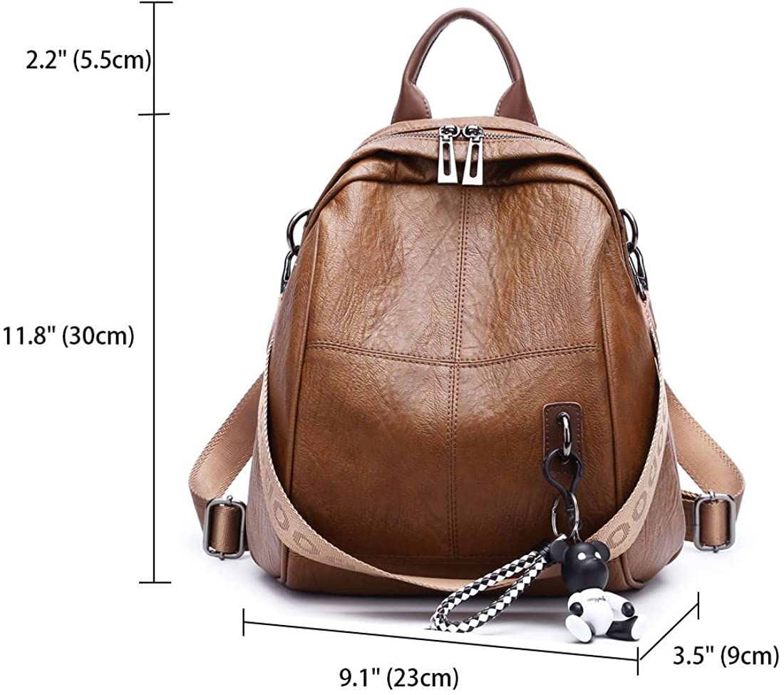 DEERWORD Women's Backpack Handbags Ladies Rucksack Shoulder Bags PU Leather Mini Anti-theft Dayback Brown - Image 4