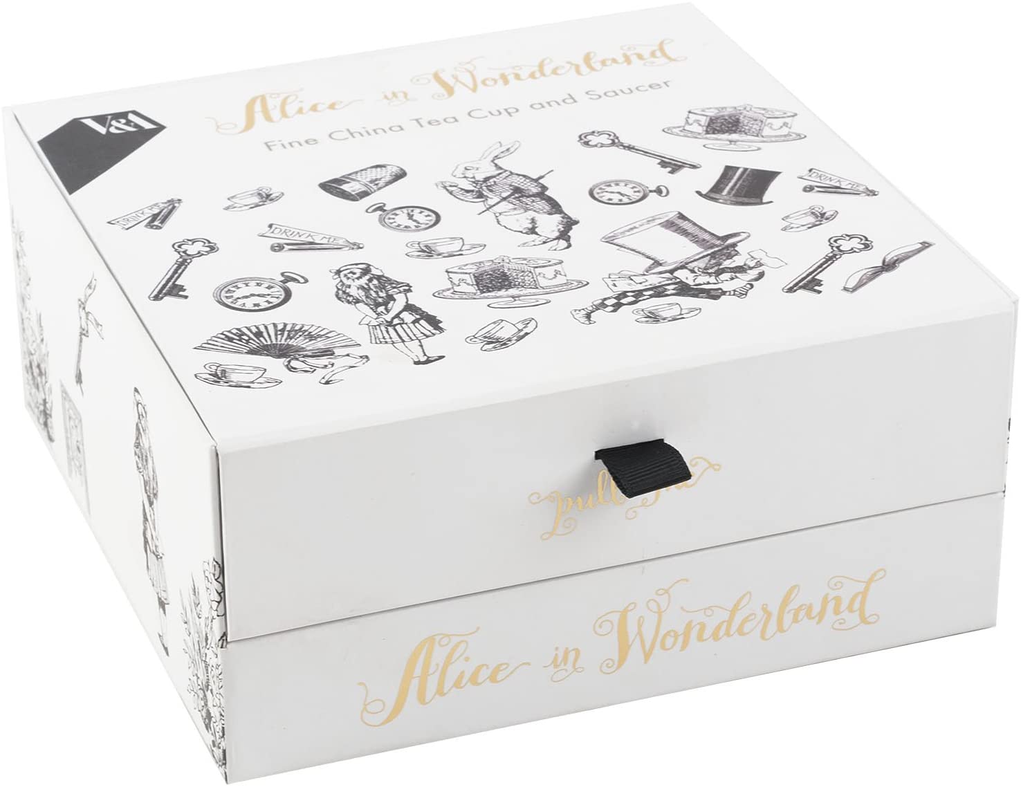 V&A Alice in Wonderland Tea Cup and Saucer, 210 ml (7 fl oz), White, 6.7 x 14.4 x 14.4 cm - Image 3
