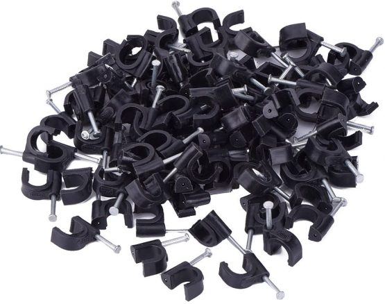 8mm Round Steel Nails Cable Clips, Black (Pack of 100) - Image 3