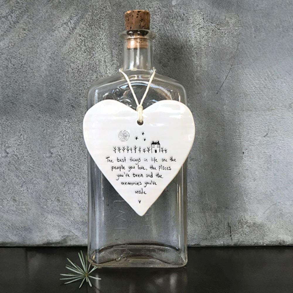 East of India Hanging Heart Gift The Best Things In Life, White, 10cm x 10cm - Image 3