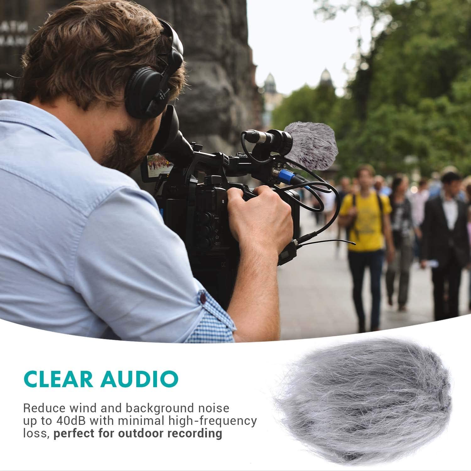 Movo WS1 Furry Outdoor Microphone Windscreen Muff for Small Compact Microphones up to 8cm X 40mm (L x D) (Fits the Zoom H1 - Image 2
