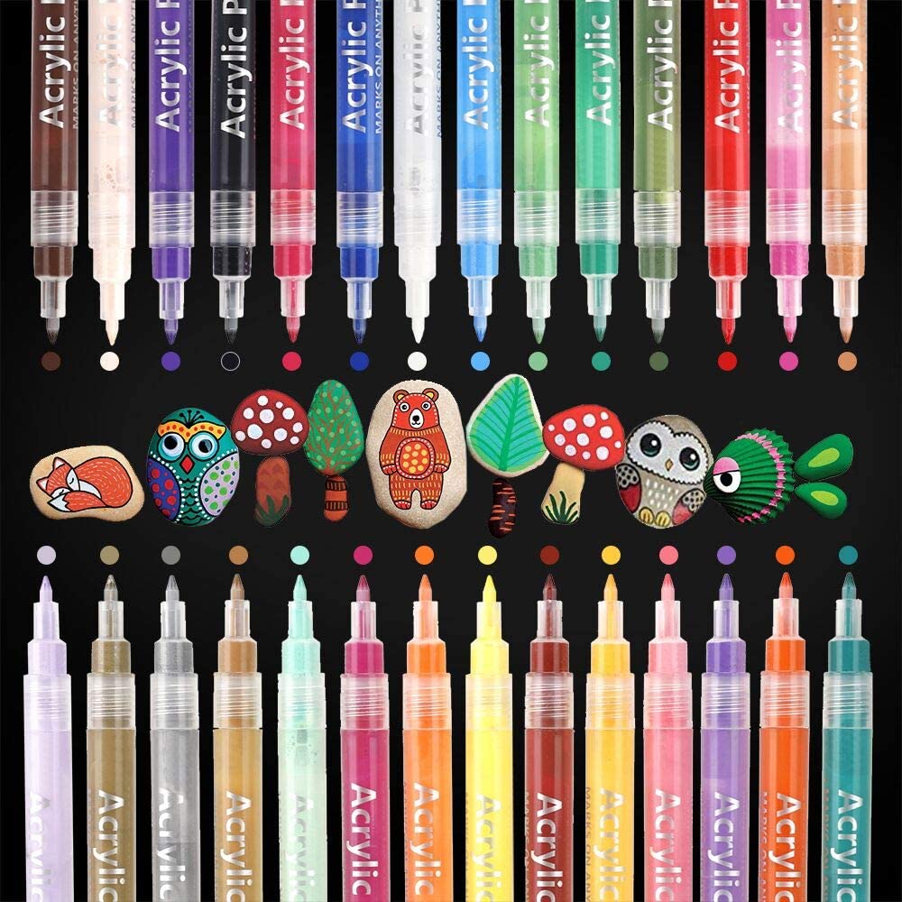 YITHINC Acrylic Paint Pens for Rock Painting Ceramic Metal Paper Glass Canvas Fabric Wood Porcelain Pebble