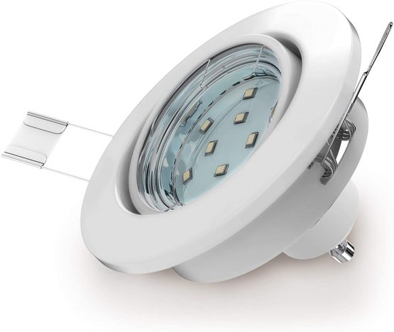 B.Kt - Set of 6 LED Recessed Spotlights with 6X 3W GU10 Bulbs Included and Swivel Design, White Metal, Round - Image 4