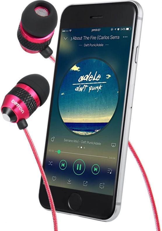 Betron B25 Earphones with Microphone, In Ear Headphones Earphones with Mic and Volume Control, Wired 3.5 mm Headphone, Noise Isolating, Red - Image 4