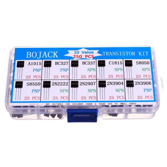 BOJACK 10 Values 250 Pcs A1015 BC327 BC337 C1815 S8050 S8550 2N2222 2N2907 2N3904 2N3906 PNP NPN Power General Purpose Transistors Assortment Kit - Image 3
