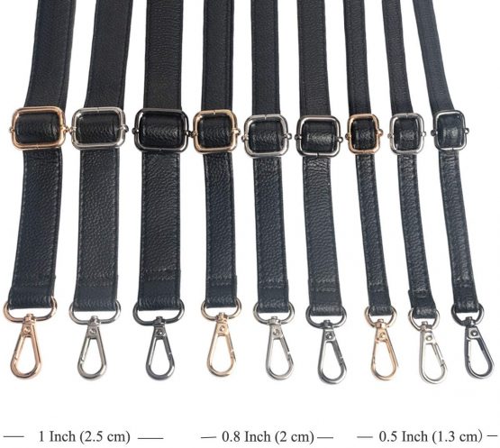 BEAULEGAN Crossbody Bag Strap Full Grain - Microfiber Leather - Replacement for Handbag/Purse, Adjustable 150 cm Long Black (2 cm/Gold) - Image 4