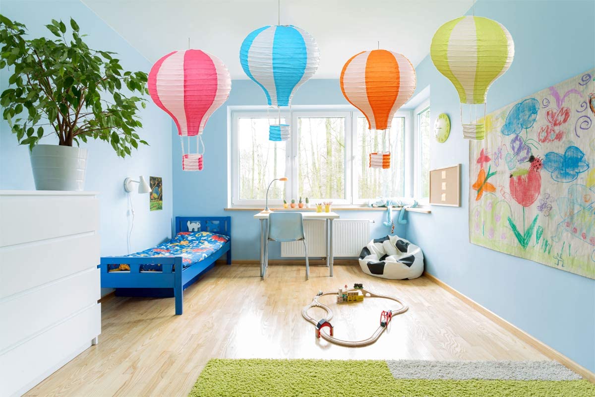 Famgee Hanging Hot Air Balloon Paper Lanterns Set Party Decoration Birthday Wedding Christmas Party Decor Gift Stripe Set Pack of 6 Pieces 30 cm (12") - Image 3