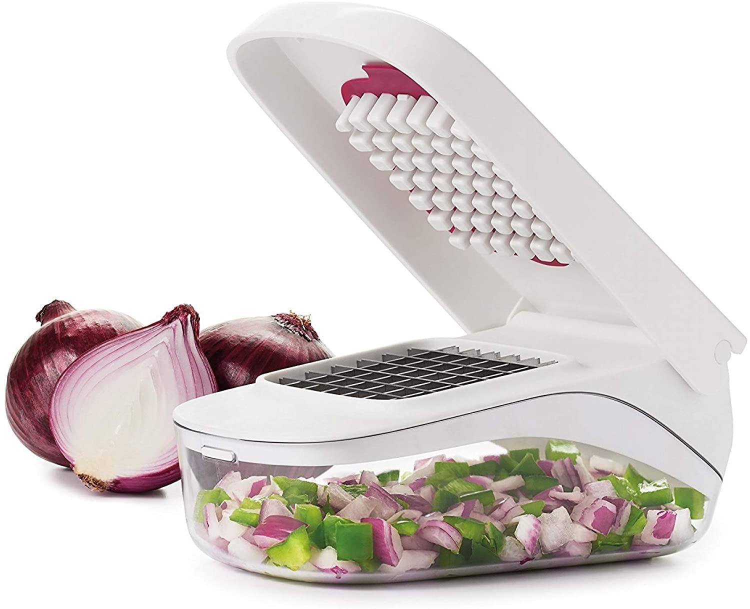 OXO 11122600 Good Grips Vegetable Chopper With Easy-Pour Opening, White, 10.7 x 26.2 x 16.5 cm