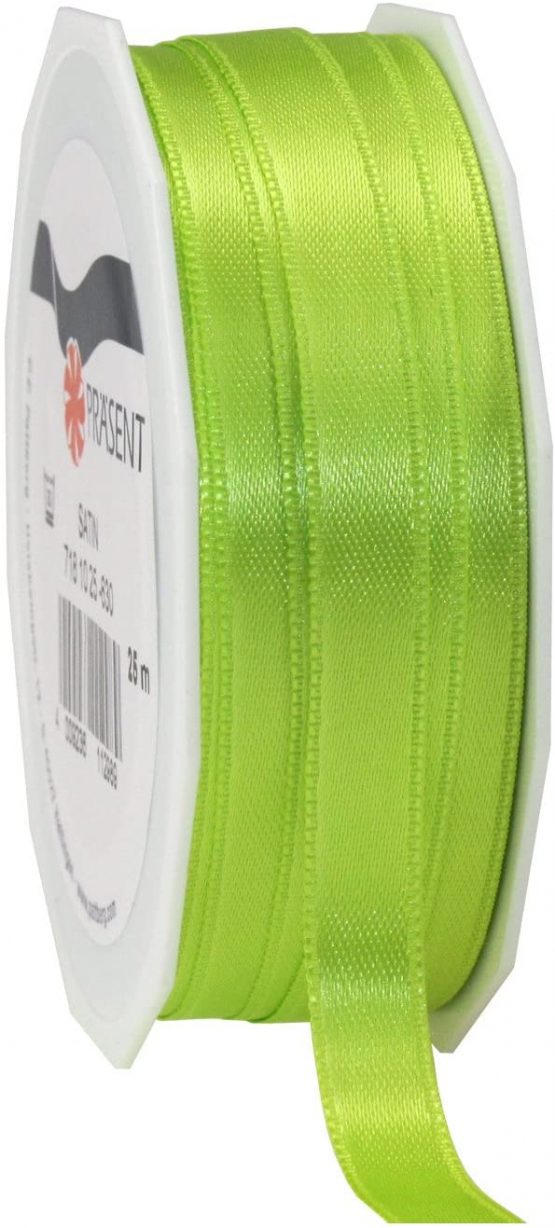 PRÄSENT C.E. Pattberg Satin Light, 27 Yards for Wrapping, 0.39 inches Width, Decorating & Crafting, Decorative Ribbon for Gifts, for Every Occasion, polyester, Apple Green, 10mm-25m