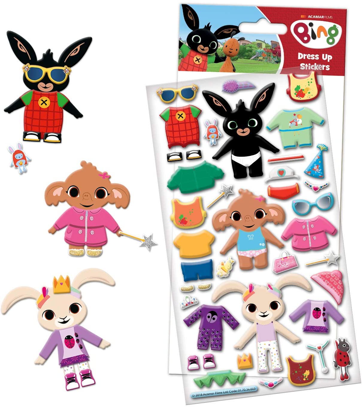 Paper Projects Bing Super Sticker Pack, Blue / White / Yellow, 24.5cm x 11cm - Image 2