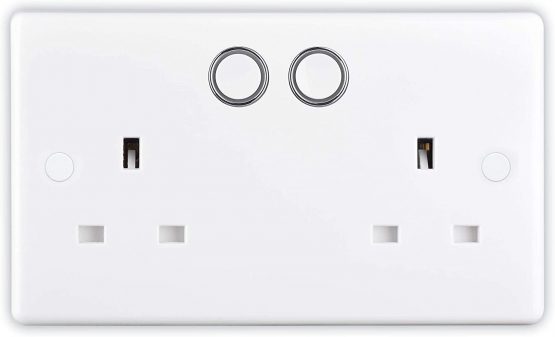 BG Electrical 822/HC-01 Smart Power Socket, Alexa Compatible Double 13 Amp, White Moulded