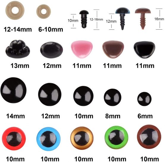 Plastic Safety Eyes and Noses,Hoiny 580 pcs Doll's Eyes Teddy Eyes Plastic Eyes Including 180 pcs Safety Eyes, 110 pcs Safety Noses with 290 pcs washers for Doll, Plush Toy and Teddy Bear Crafts - Image 4
