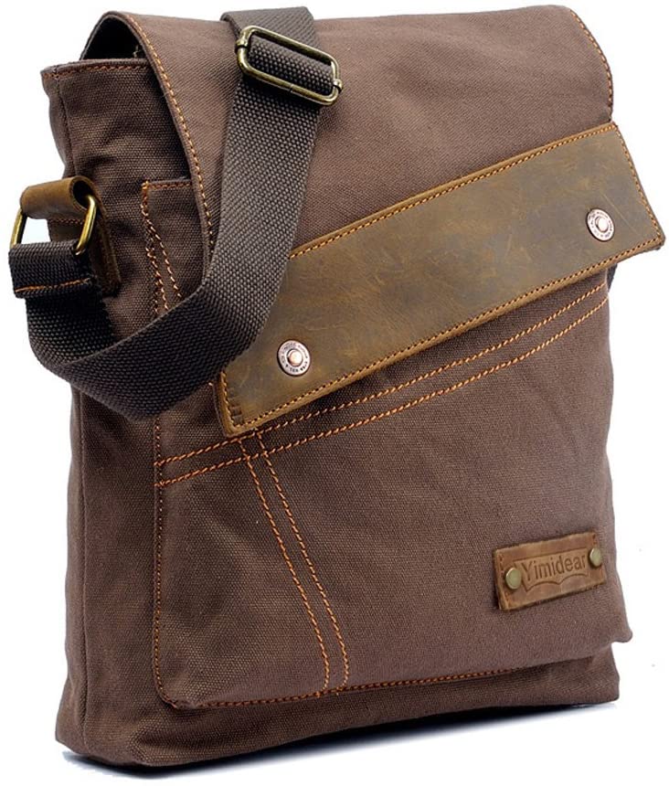 Yimidear® Men's Retro Canvas Bag Messenger Bag Single Shoulder Bag Briefcase (Coffee)
