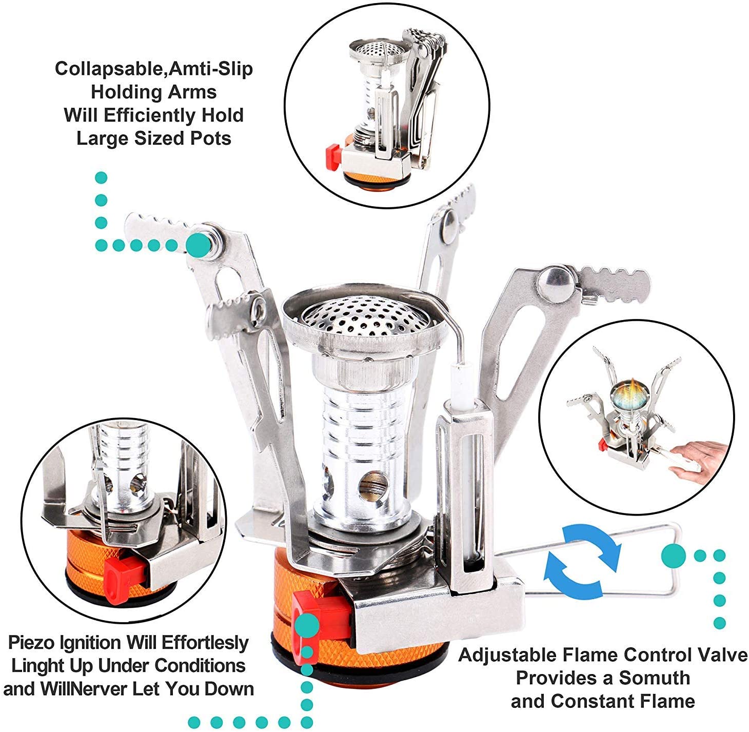Spotact Outdoor Mini Gas Camping Stove Burner Compact Foldable Portable Furnace Collapsible Ideal Cookware for Camping Hiking Fishing Backpacking - Image 2