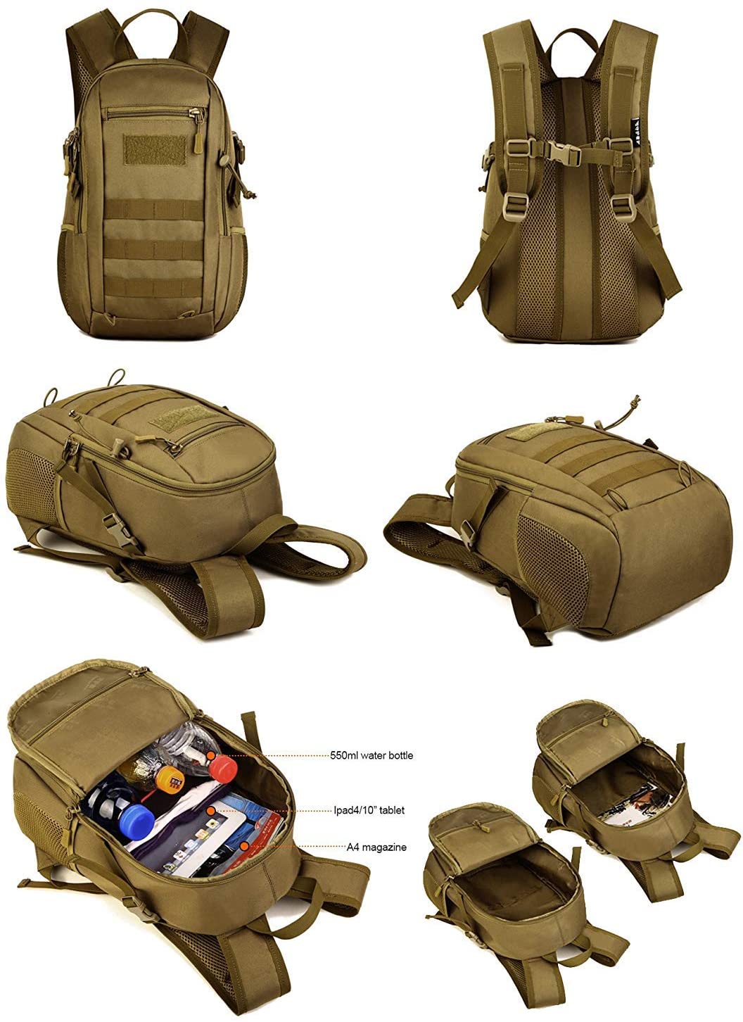 HUNTVP 12/20/30L Small Daypack Molle Backpack Waterproof Student School ...