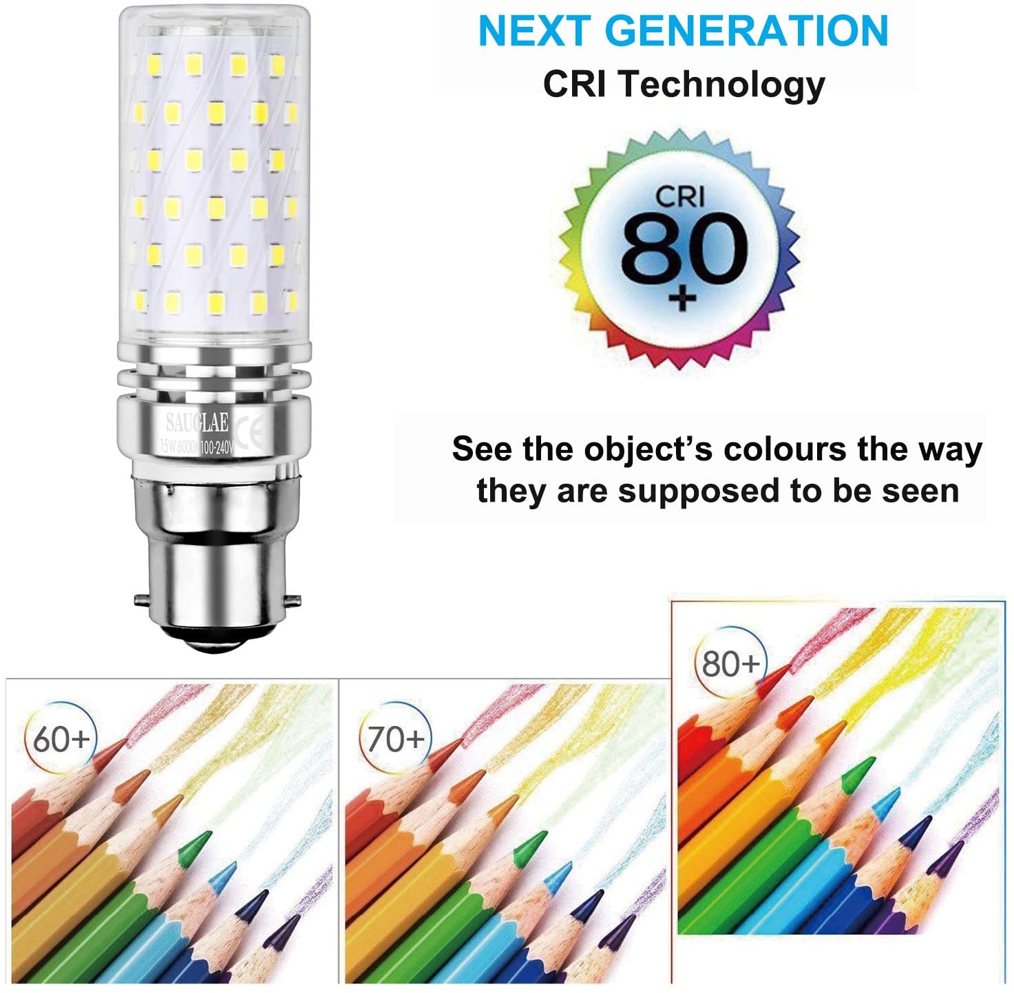 SAUGLAE Led Corn Bulbs 15W, 120W Incandescent Bulbs Equivalent, 6000K Daylight White, 1700Lm, B22 Bayonet Cap Led Light Bulbs - Image 4