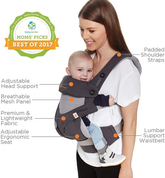 Ergobaby Baby Carrier for Toddler, 360 Cool Air Carbon Grey, 4-Position Ergonomic Child Carrier and Backpack - Image 4