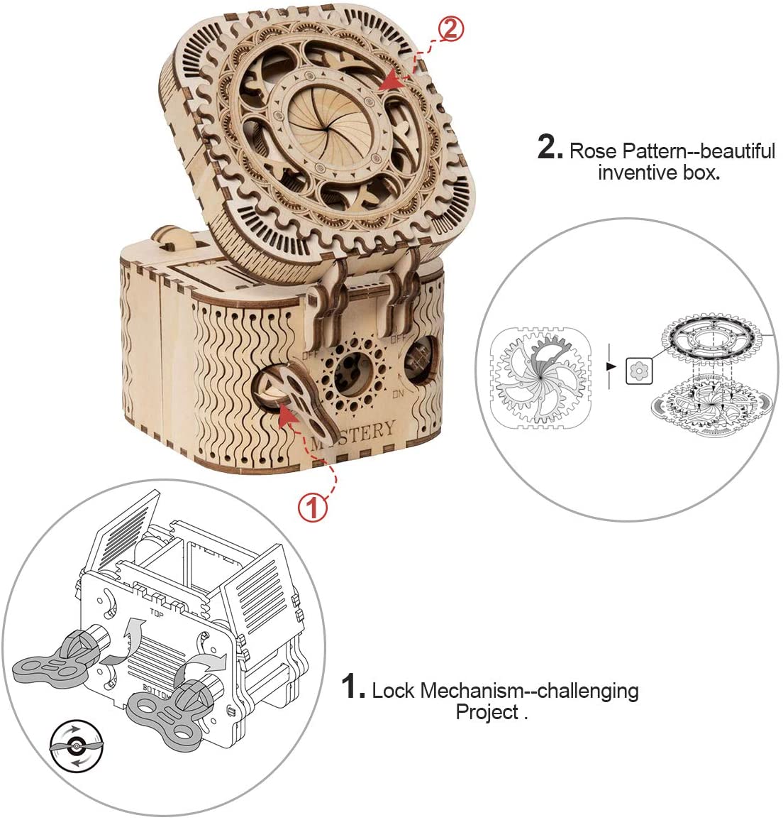 ROKR 3D Wooden Puzzle Treasure Box Model Kits For Adult Puzzle Box