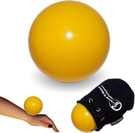 Flames N Games Juggle Dream Practice Contact Ball + Suede Bag - Pro Contact Balls for all Abilities. Available in 3 sizes and 5 colours!! (Yellow, 80mm) - Image 2