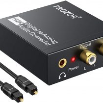 PROZOR 192kHz DAC Converter Digital SPDIF Toslink to Analog Stereo Audio R/L Converter Adapter with Optical Cable Compatible with HD DVD Sky HD Blu-ray