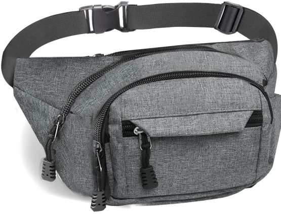 Gadom Bumbag Waist Bag, Waterproof 4 Zip Pockets Running Waist Pack Bag for Men Women, Adjustable Belt Waistpacks for Outdoors, Sport, Hiking, Travel