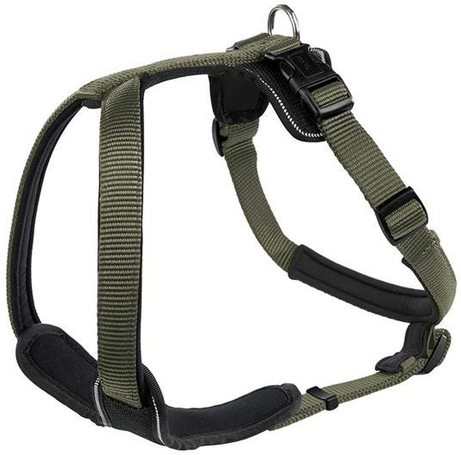 HUNTER NEOPREN dog harness, nylon, padded with neoprene, for sport and leisure,olive / black, nylon, neoprene,60-76,M-L