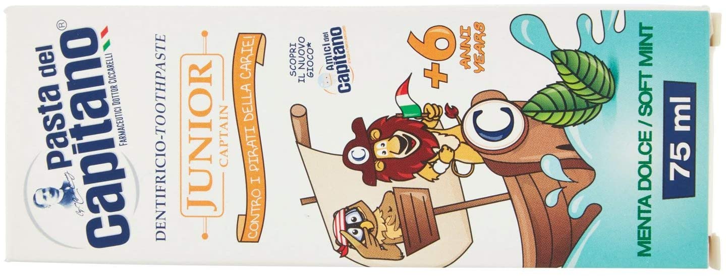Pasta del Capitano Baby/Junior Plus 6 Years Toothpaste, Soft Mint, 75 ml (Pack of 1) - Image 3