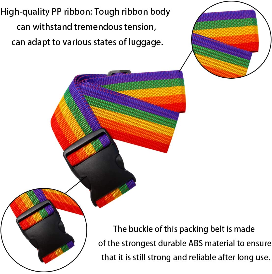 4 Pack Heavy Duty Luggage Straps Adjustable Suitcase Straps Belts for