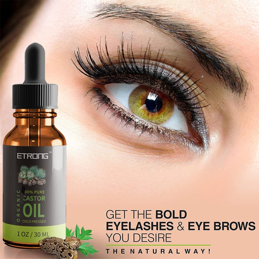 Organic Castor Oil,Pure Cold Pressed Castor Oil for Eyebrows,Eyelashes,Hair Growth,Nails,and Skin with 5 Sets of Eyebrow&Eyeliner Brushes (30ml) - Image 3