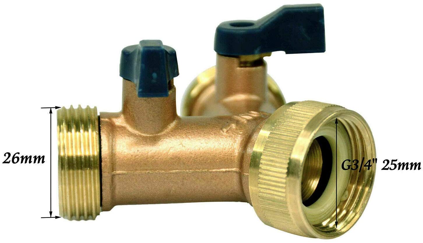 Tap Y Splitter Brass Manifold Two Way Washing Machine Hose Connector 3/4", Y Style Connector 3/4" - Image 3