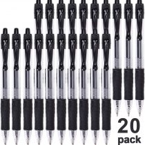 Gel Pens, 0.7mm Retractable Rollerball Pens Black ink Smooth Pens for Adult Writing Note Taking School & Office Supply, Pack of 20
